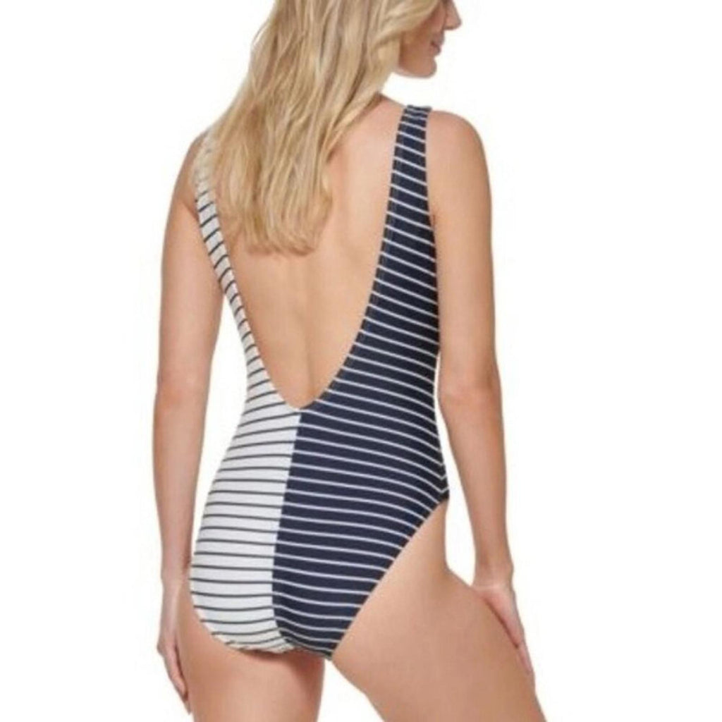 Tommy Hilfiger Sail Away Stripe Sky Captain/White One-Piece Swimsuit Size 14 NWT