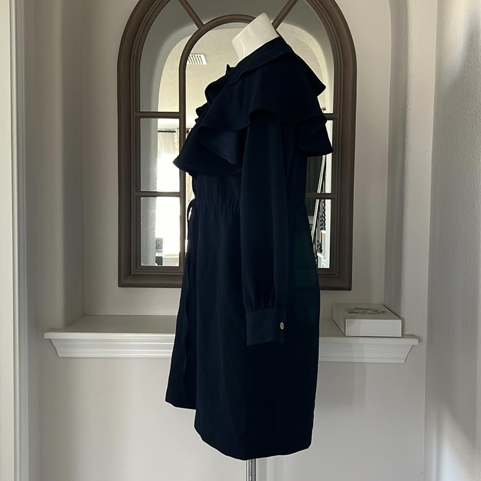 SANDRO Wendy Ruffle Collar Dress, Marine Size FR 36 | US 4, New w/Tag