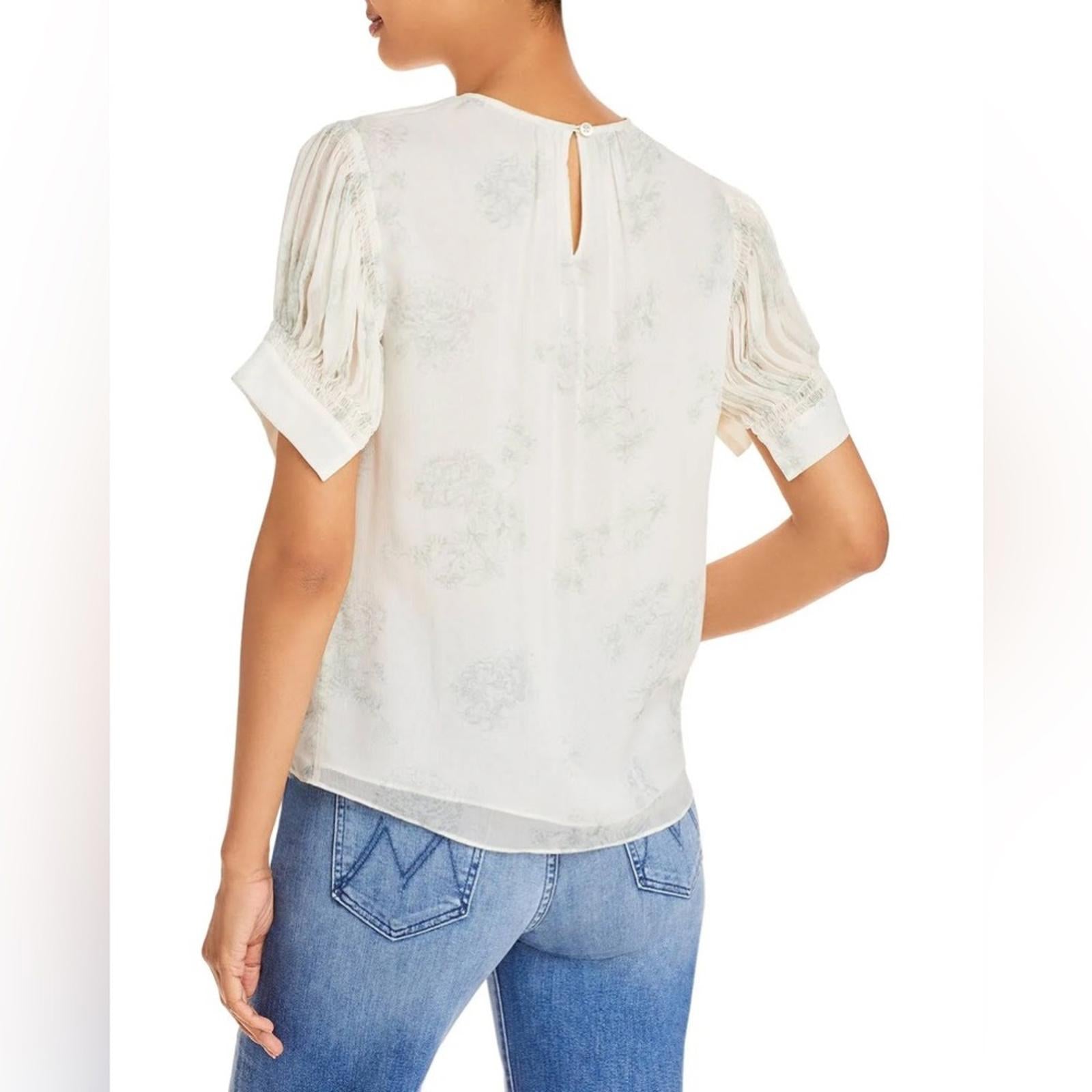 Rebecca Taylor Puff-Sleeve Silk Toile Blouse, NWT, Size S, Retail $245