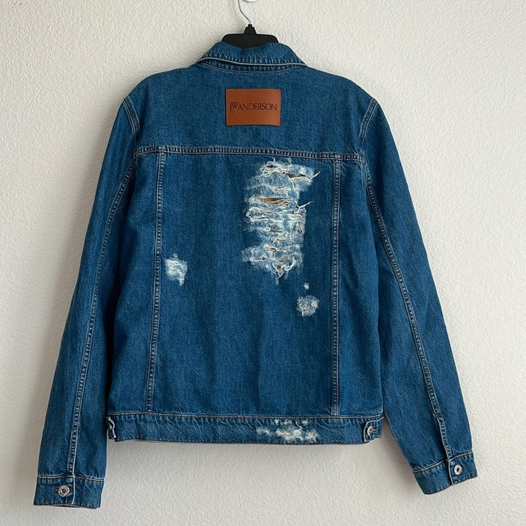 J.W. Anderson Distressed Denim Jacket in Light Blue, Size L New w/Tag 1,050