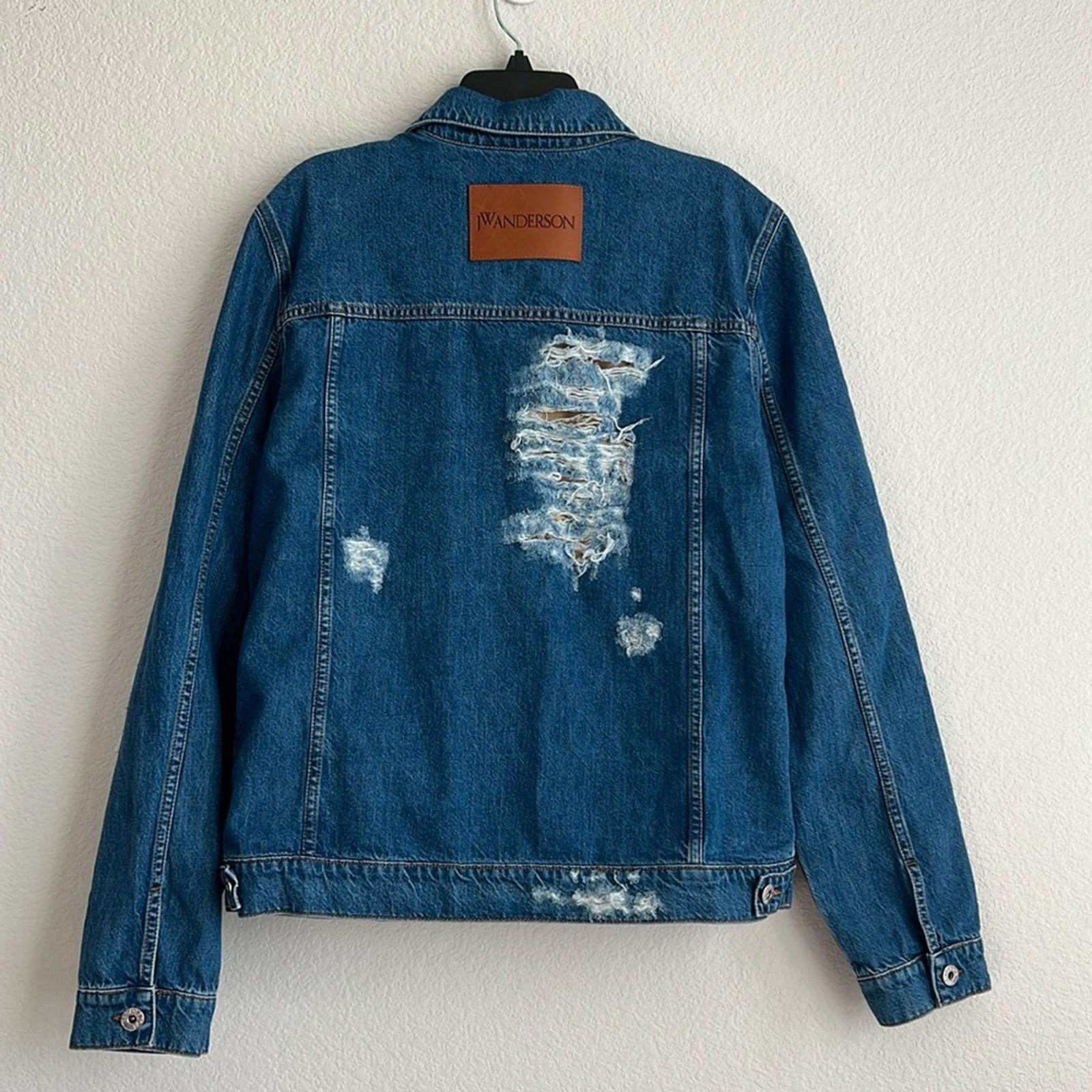 J.W. Anderson Distressed Denim Jacket in Light Blue, Size L New w/Tag 1,050