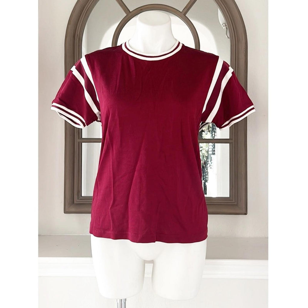 T by Alexander Wang Short Sleeve Jersey Top in Burgundy Red, Size M EXCELLENT!