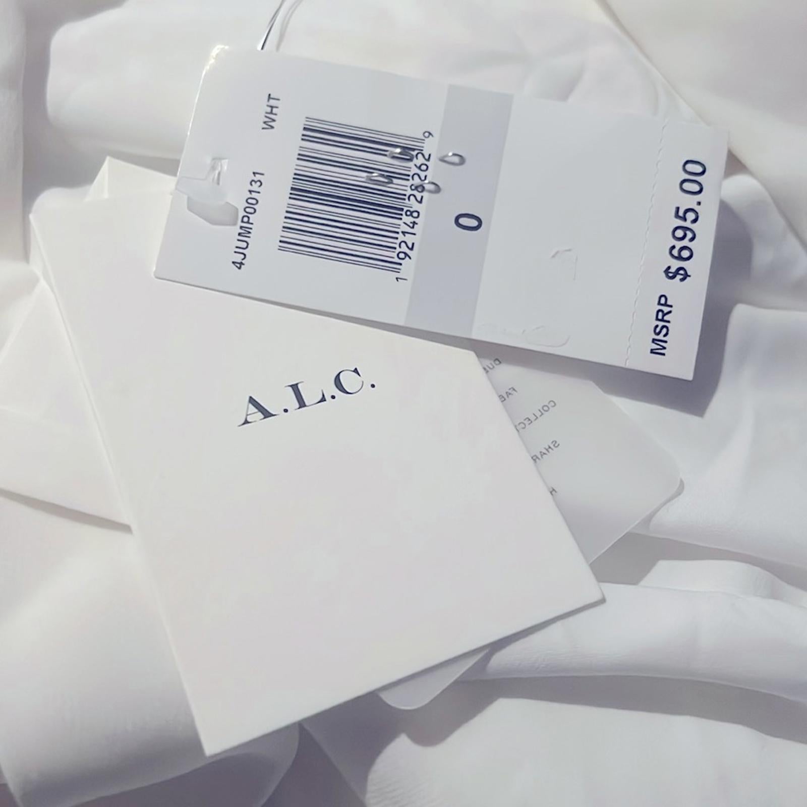 A.L.C. Kieran II Tailored Belted Wide Leg Jumpsuit in White, Size 0 New with Tag