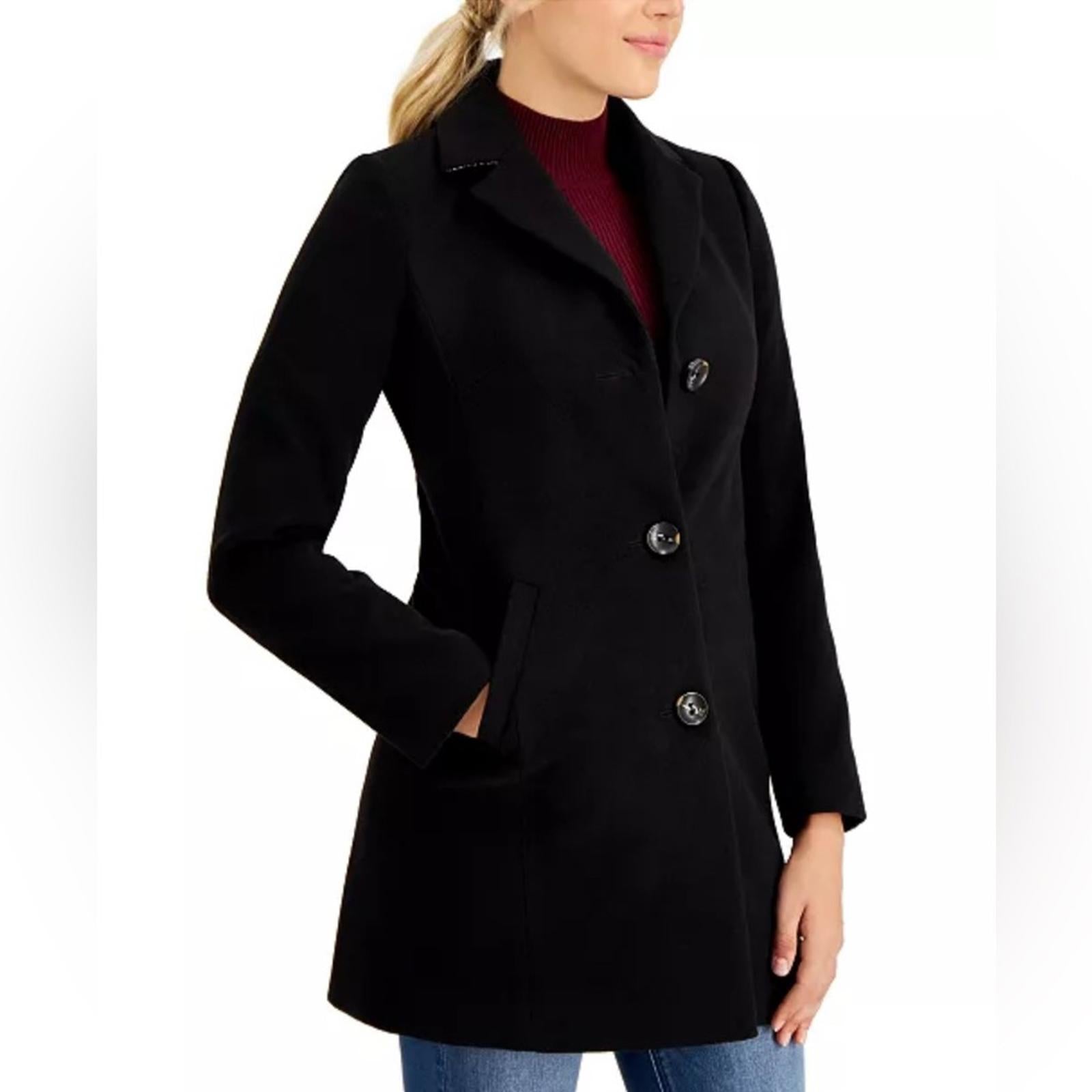 Maralyn & Me Single Breasted Reefer Trench Coat in Black, Size S New w/Tag