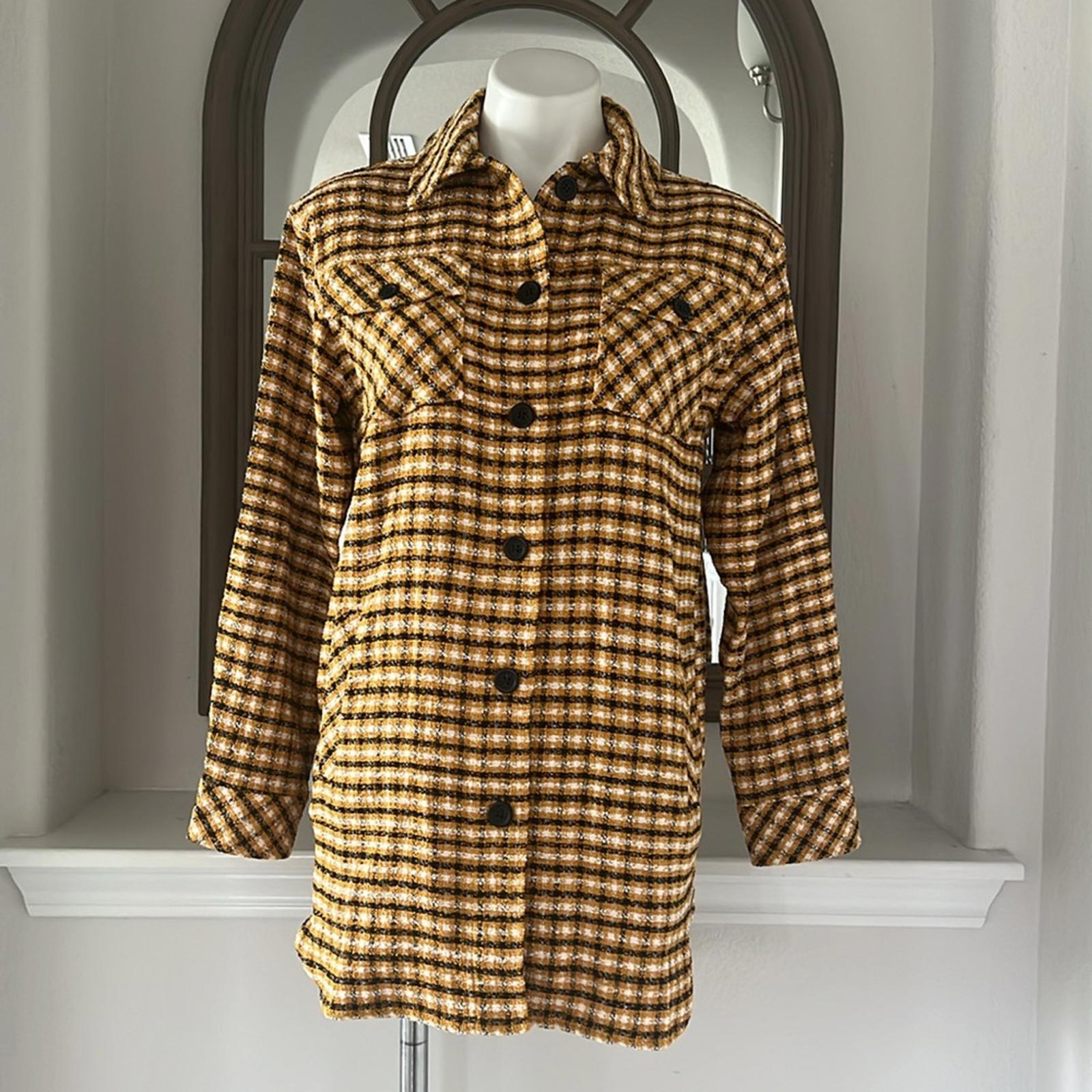 Karl Lagerfeld Paris Plaid Longline Shacket Size XXS Oversized NWT $189.50