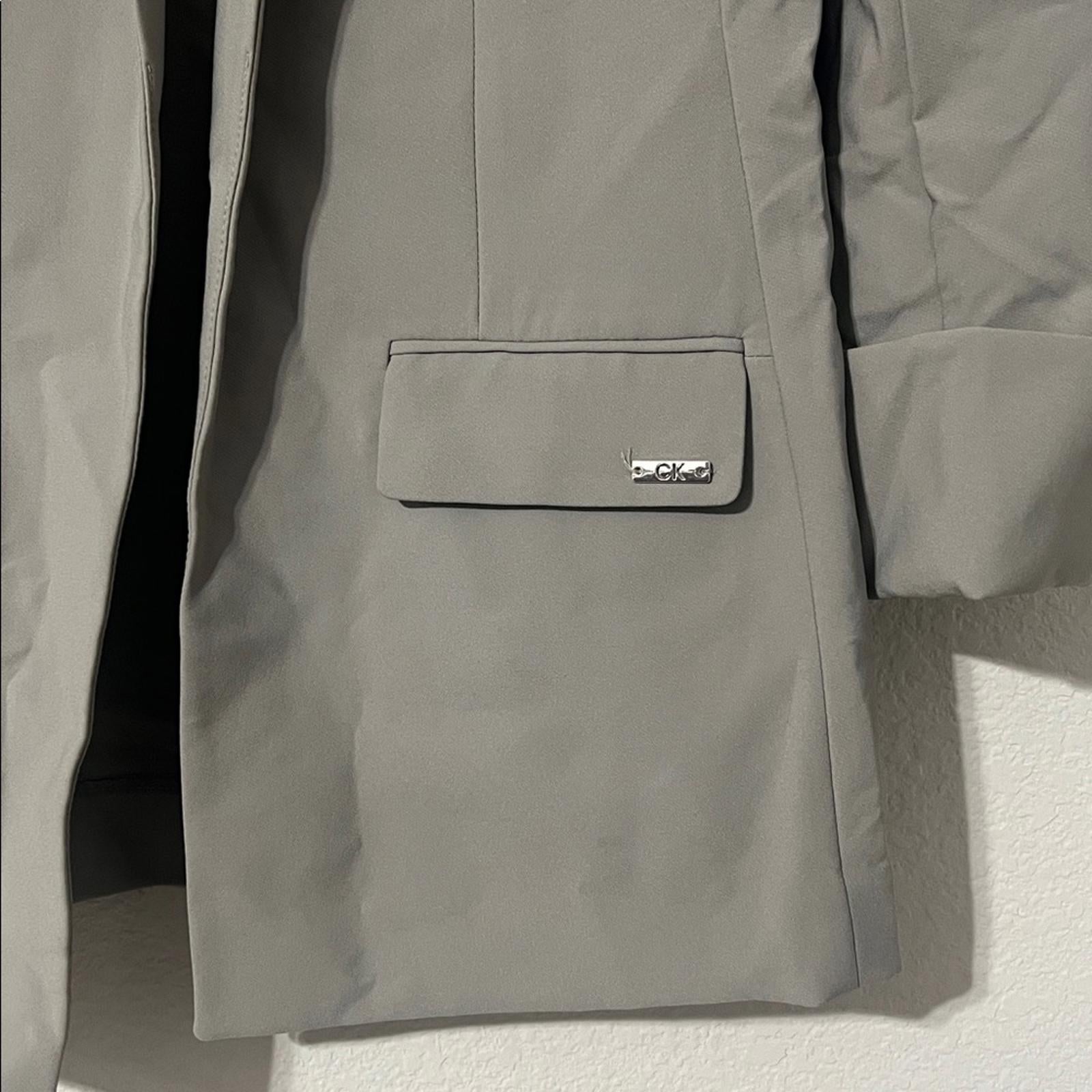 Calvin Klein Infinite Stretch Open-Front Blazer in Grey, Size 6, Retail $139
