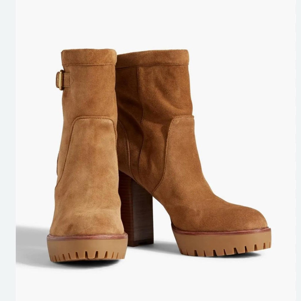 Veronica Beard Hannigan Suede Platform Boots in Hazelwood, Size 11 NEW +DustBag
