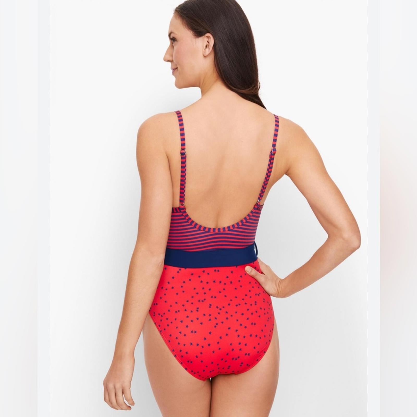 Talbots Stars & Stripes One Piece Swimsuit in Red & Blue, Size 8 NEW w/o Tag