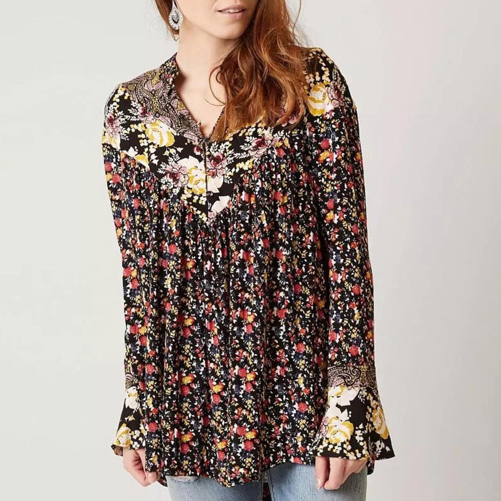 Free People Wildflower Fields Henley Top, Size M, EXCELLENT!