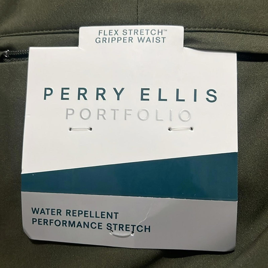 Perry Ellis Men’s Skinny Fit Lightweight Dress Pants in Olive Green, Size 32x29
