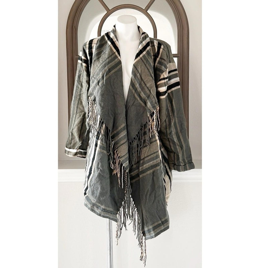 Buffalo’s I jeans Plaid Fringe Cardigan, Size M