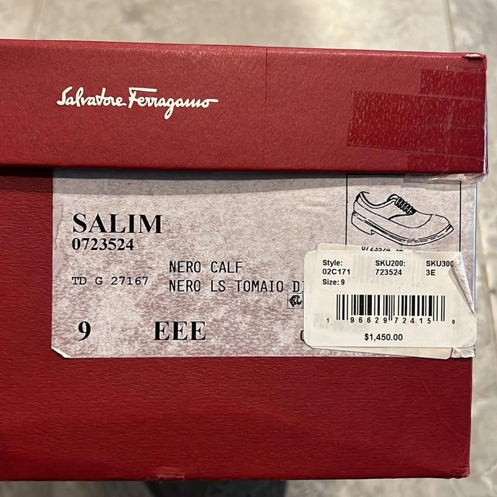 Salvatore Ferragamo Dipped Leather Oxford Shoes Size 9 EEE NEW in Box + DustBag