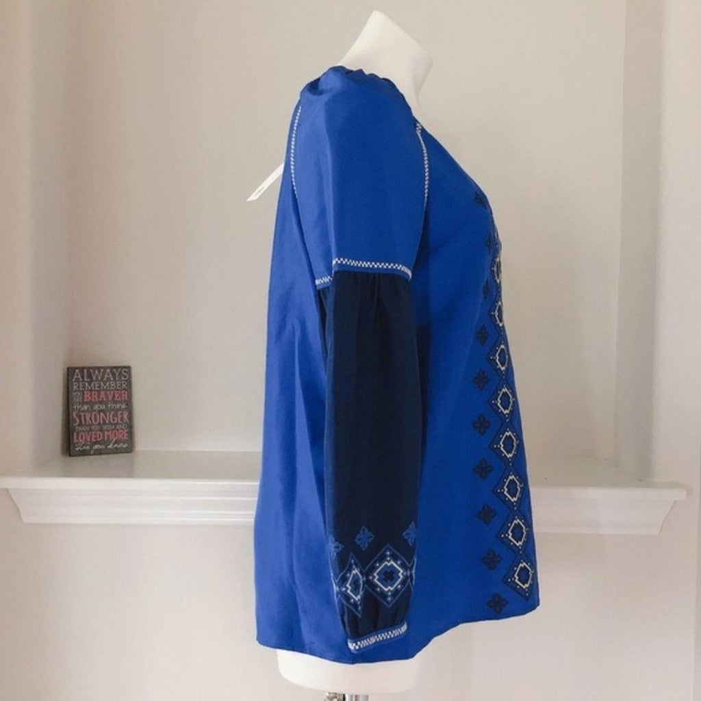 NWT Tory Burch Katya Tunic 100% Silk, in Jewel Blue Size 4 / Small Retail $350