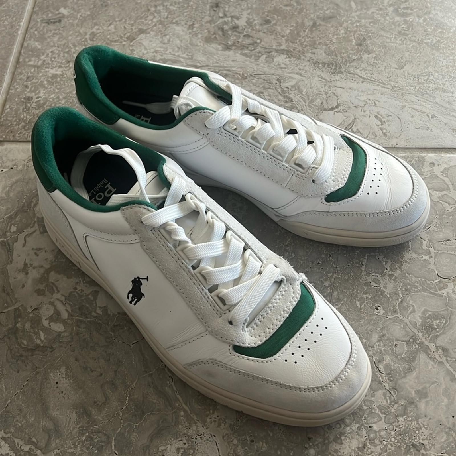 Polo Ralph Lauren Court Sport Lace-Up Sneakers in Deckwash White, Size 8 $185