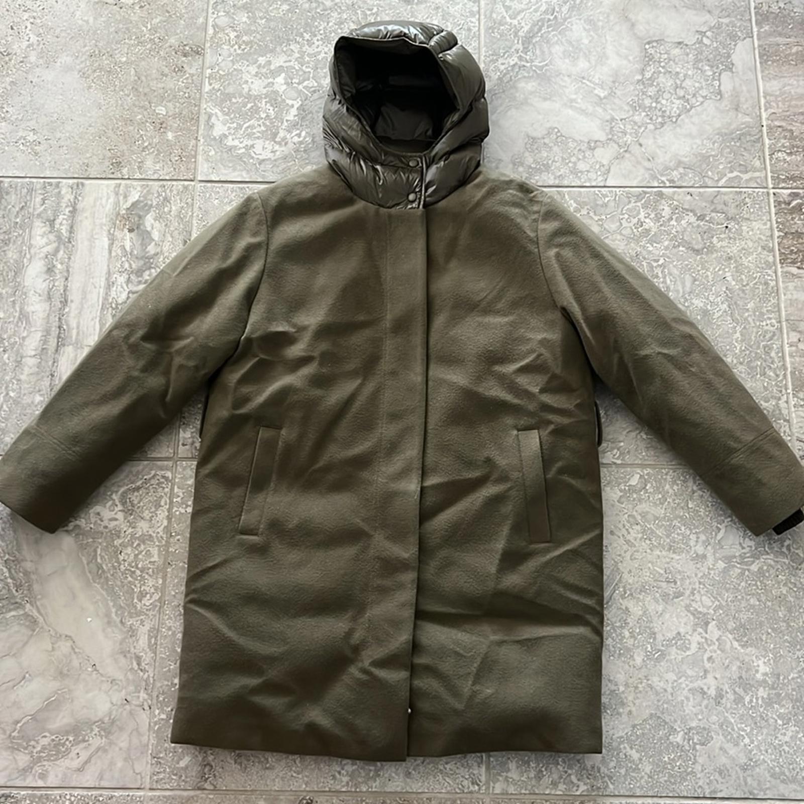 Norwegian Wool Cashmere Wool Hooded Down Parka, No Belt, Size M NWT $1,695