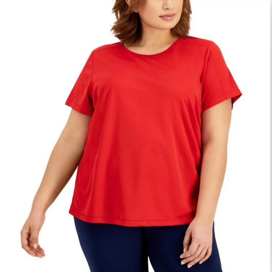ID-Ideology Birdseye Mesh T-Shirt in Red, Plus Size 1X New w/Tag
