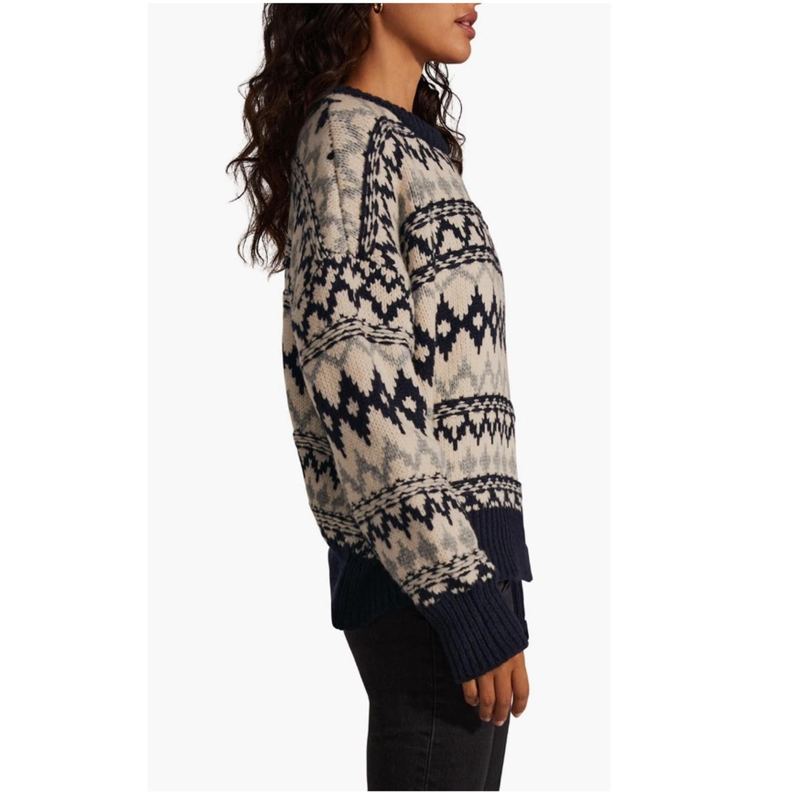 Favorite Daughter ‘Tis The Season Sweater &Hat Set, Blue/Grey Fair Isle Sz M NWT
