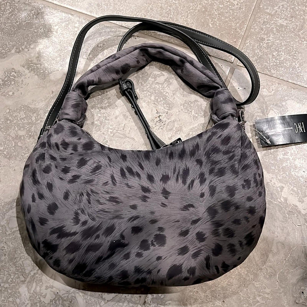 INC Gray Olivya Nylon 43 Removable Crossbody Strap Single Strap Hobo Handbag NEW