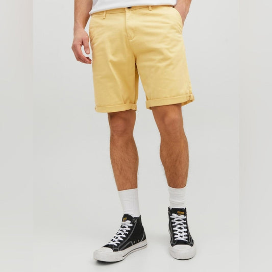 NWT Jack & Jones Men's Yellow Bowie Stretch Chino Shorts Size M New w/Tag $60