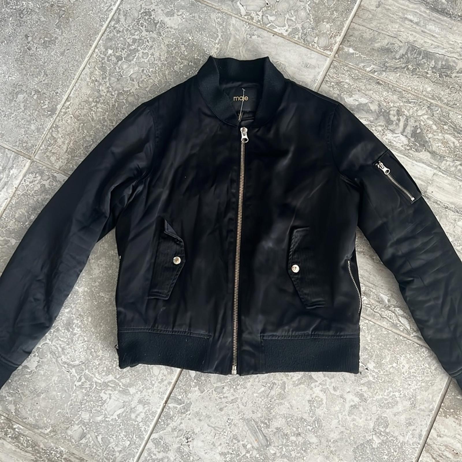 Maje Bart Bomber Jacket in Black, Size EU 40 (US M), Preloved