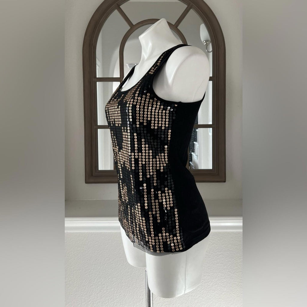 Romeo & Juliet Black Tank Top! w/Gold Sequins Size L