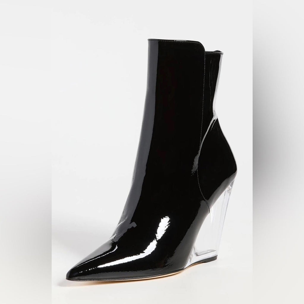 Stuart Weitzman Lucite 100 Wedge Heel Boots in Black, Size EU36.5 US6 New in Box