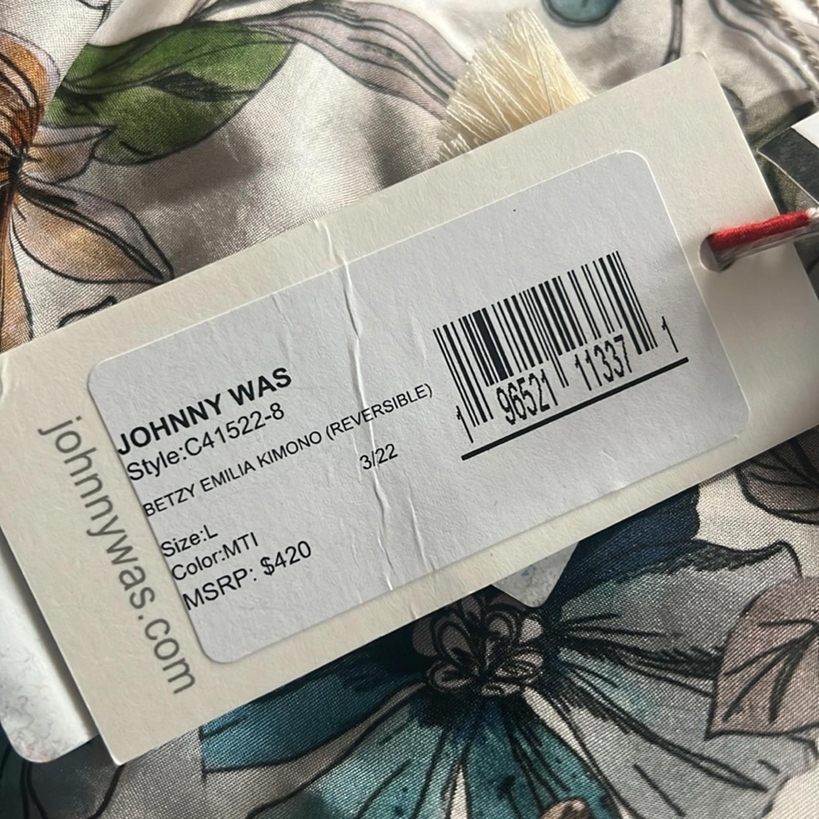 Johnny Was Betzy Emilia Paisley Print Silk Kimono, Size L New w/Defect $420