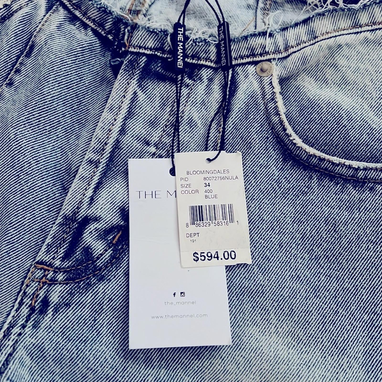 The MANNEI Nula High Rise Flare Jeans in Denim, Lt Blue Size 34 New w/Tag $594