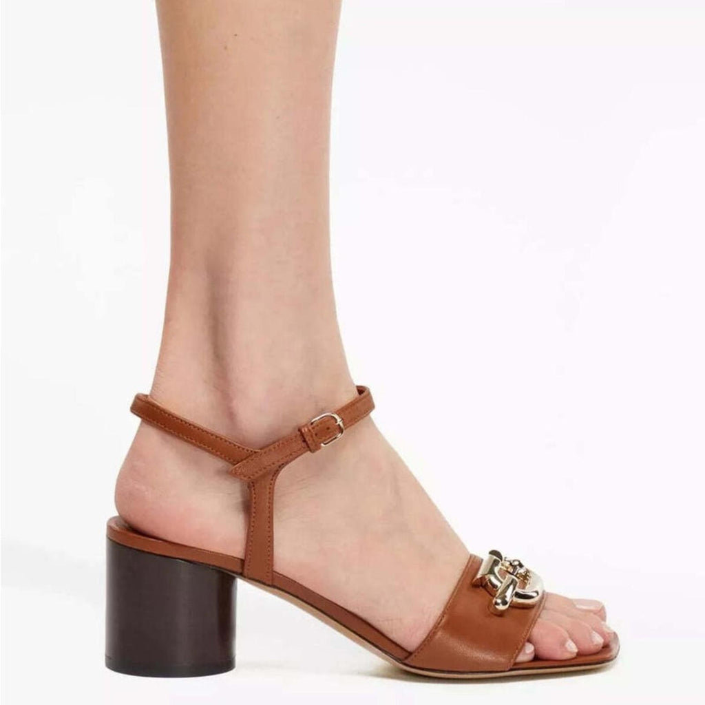Ferragamo Priscilla Gancini Leather Ankle Strap Sandals, NEW, Size 7.5