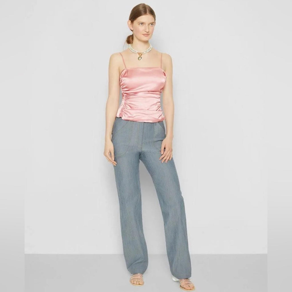 Cinq à Sept Jaylin Ruched Stretch Silk Camisole, Pink Quartz Size S New w/Tag