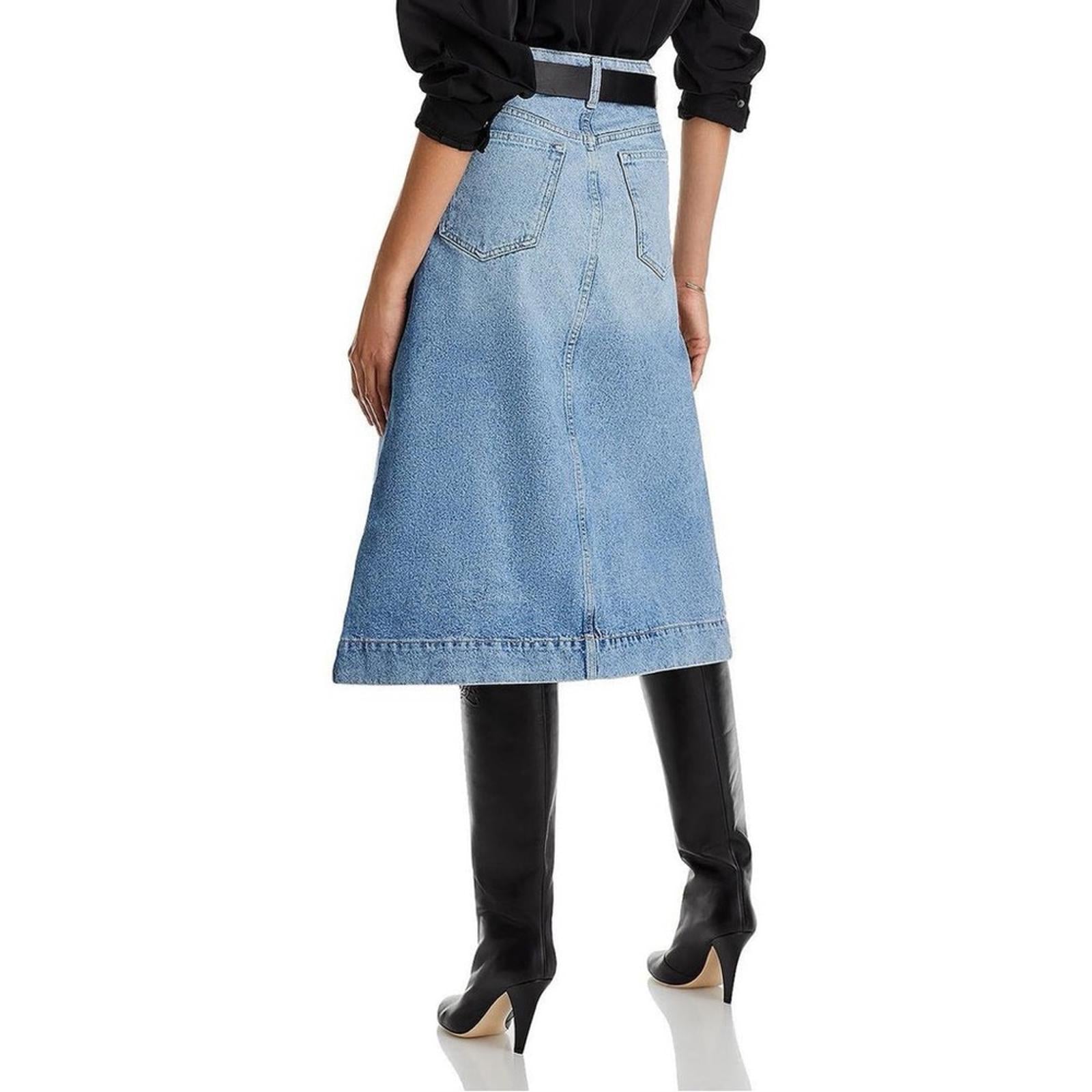 DL1961 Alma Slit Hem Midi A-Line Skirt, Blue Denim Size 27 New w/Tag Retail $229
