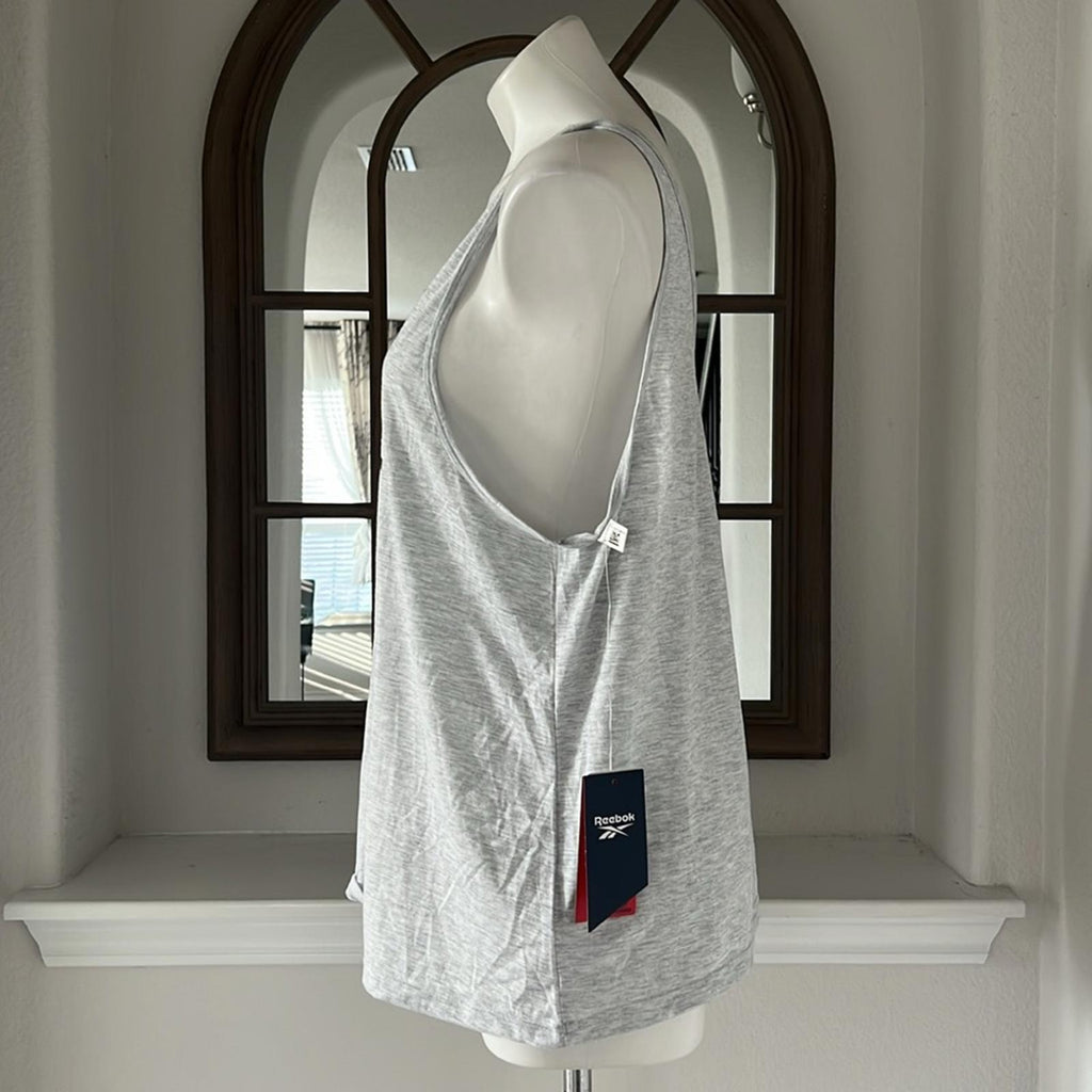 Reebok Performance Plus Workout Ready Supremium Tank Top, Size 1X Lt Grey NWT