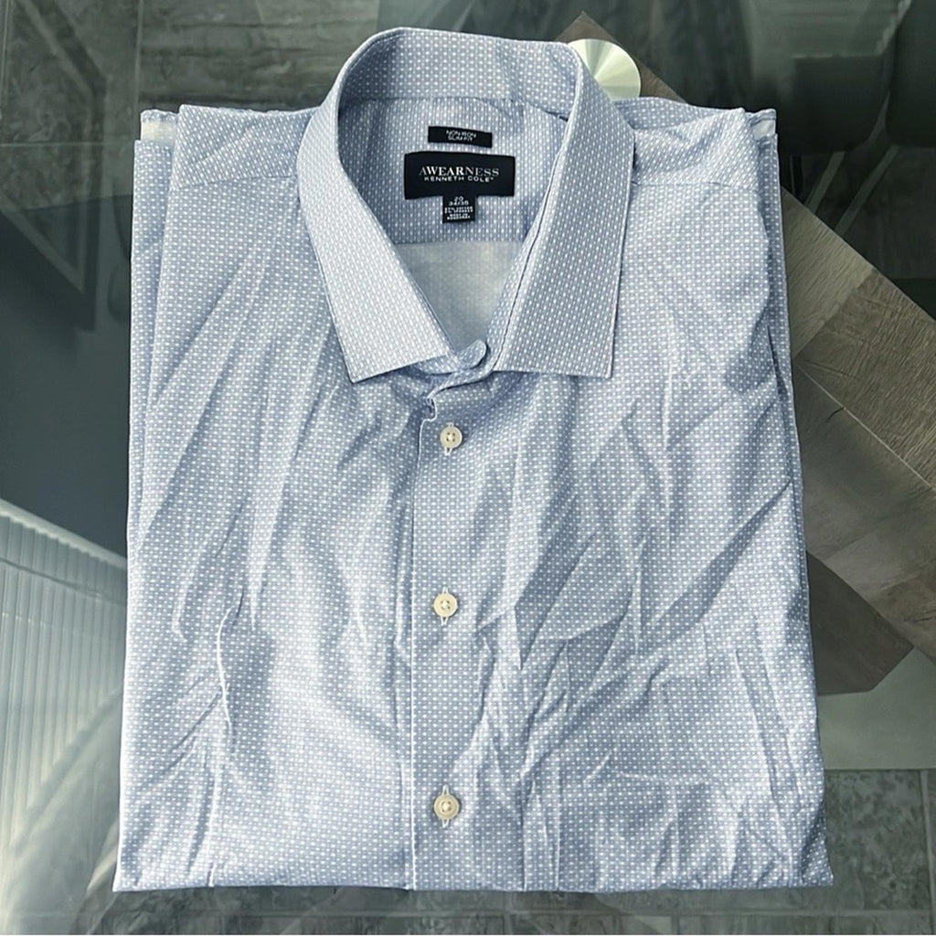 Awearness Kenneth Cole Non-Iron Slim Fit Dress Shirt, Size 20 (34/35) New w/Tag