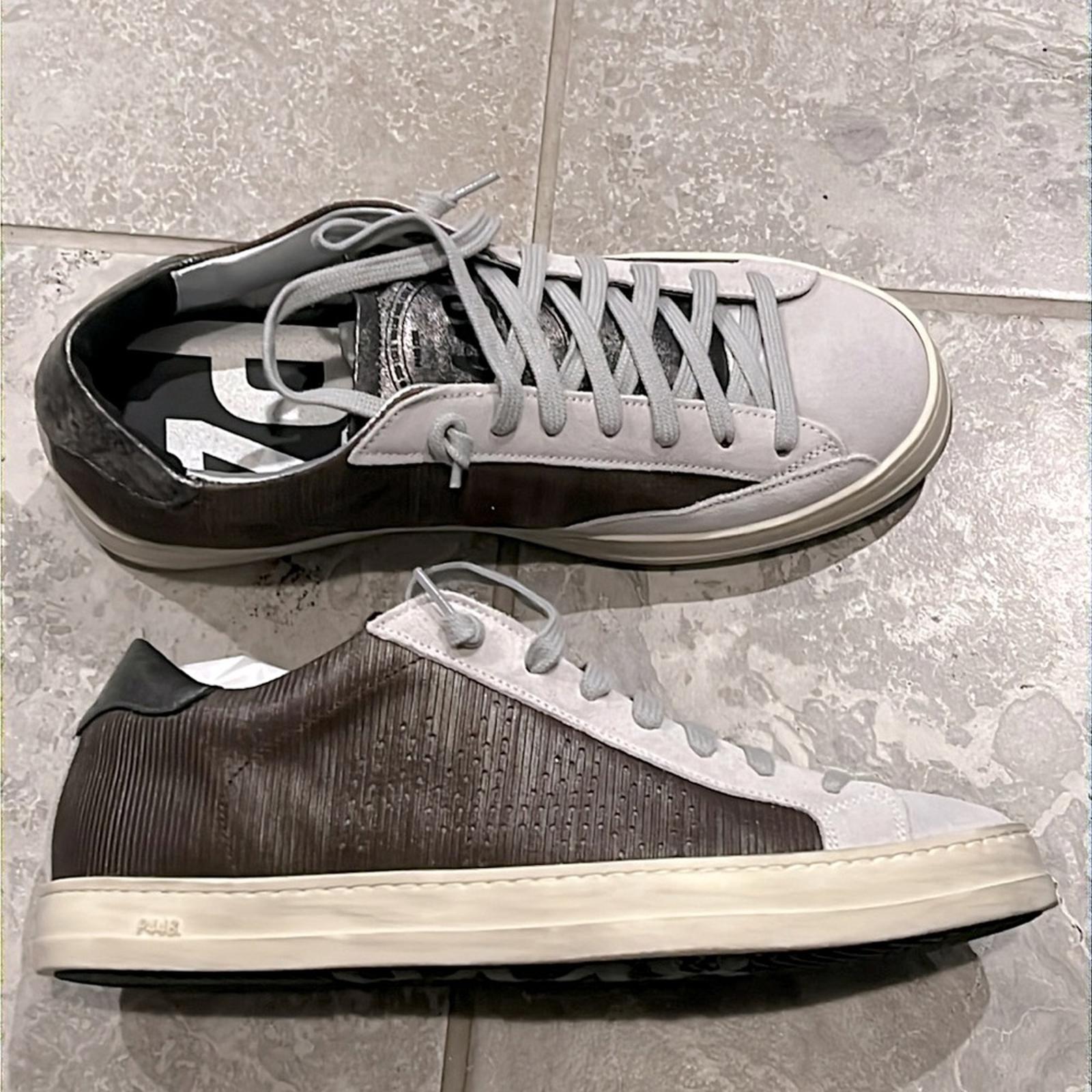 P448 John Roccia Low Top Sneakers, Brown Casual Luxe Size 40 New in Box