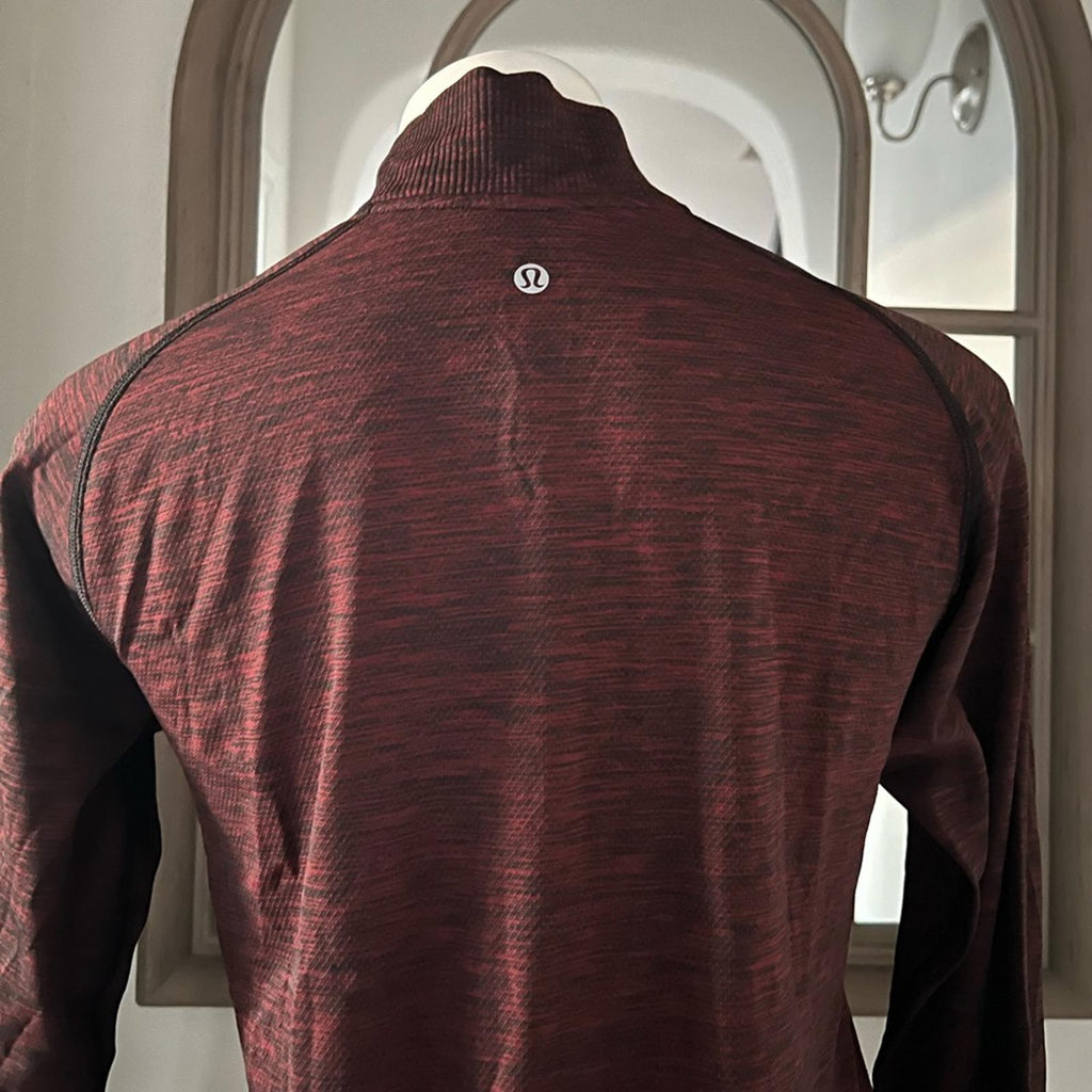 Lululemon Quarter-Zip Mock Neck Top, Heather Burgundy Size S, EXCELLENT!