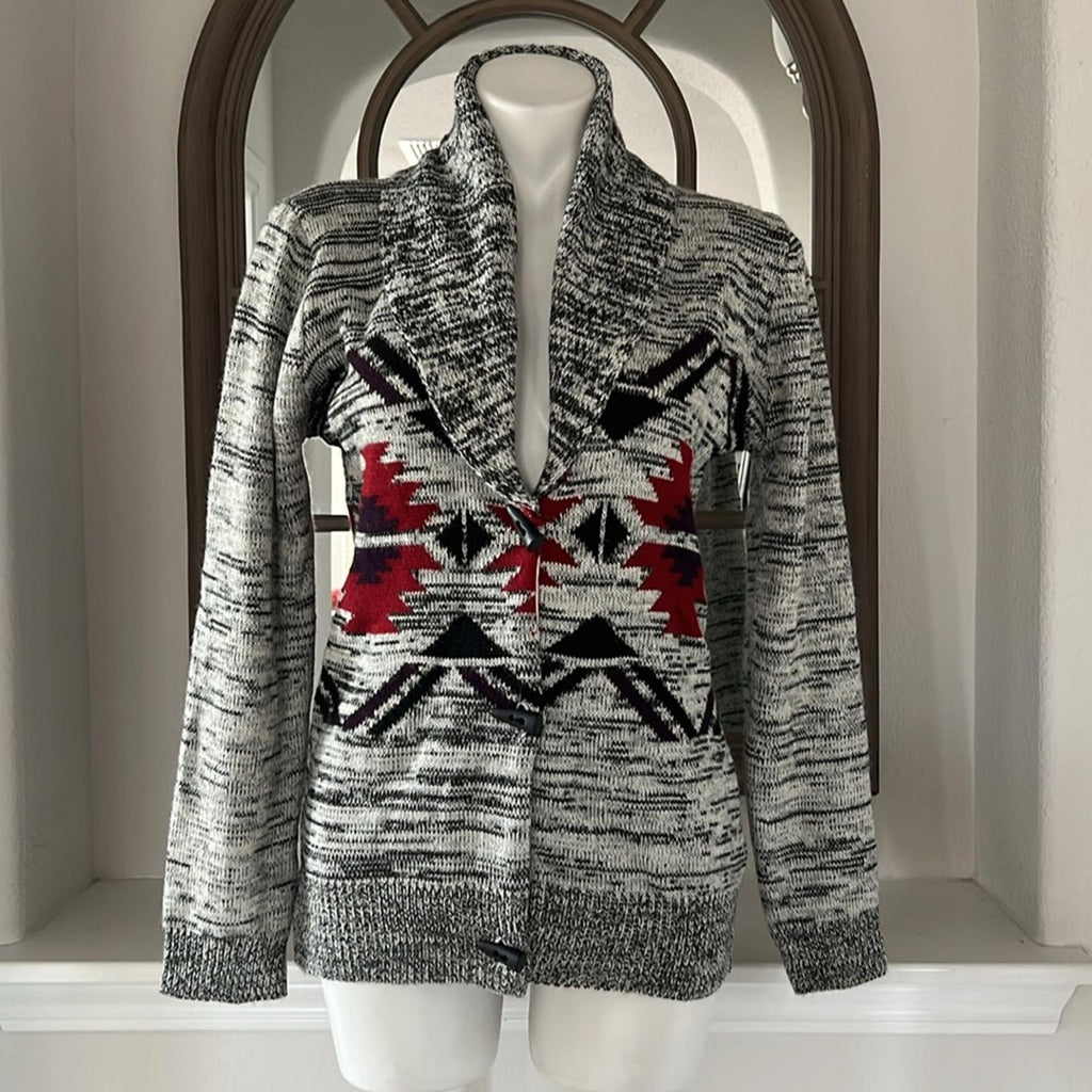 Lucca Couture Aztec Cardigan Front Button Size L EXCELLENT!