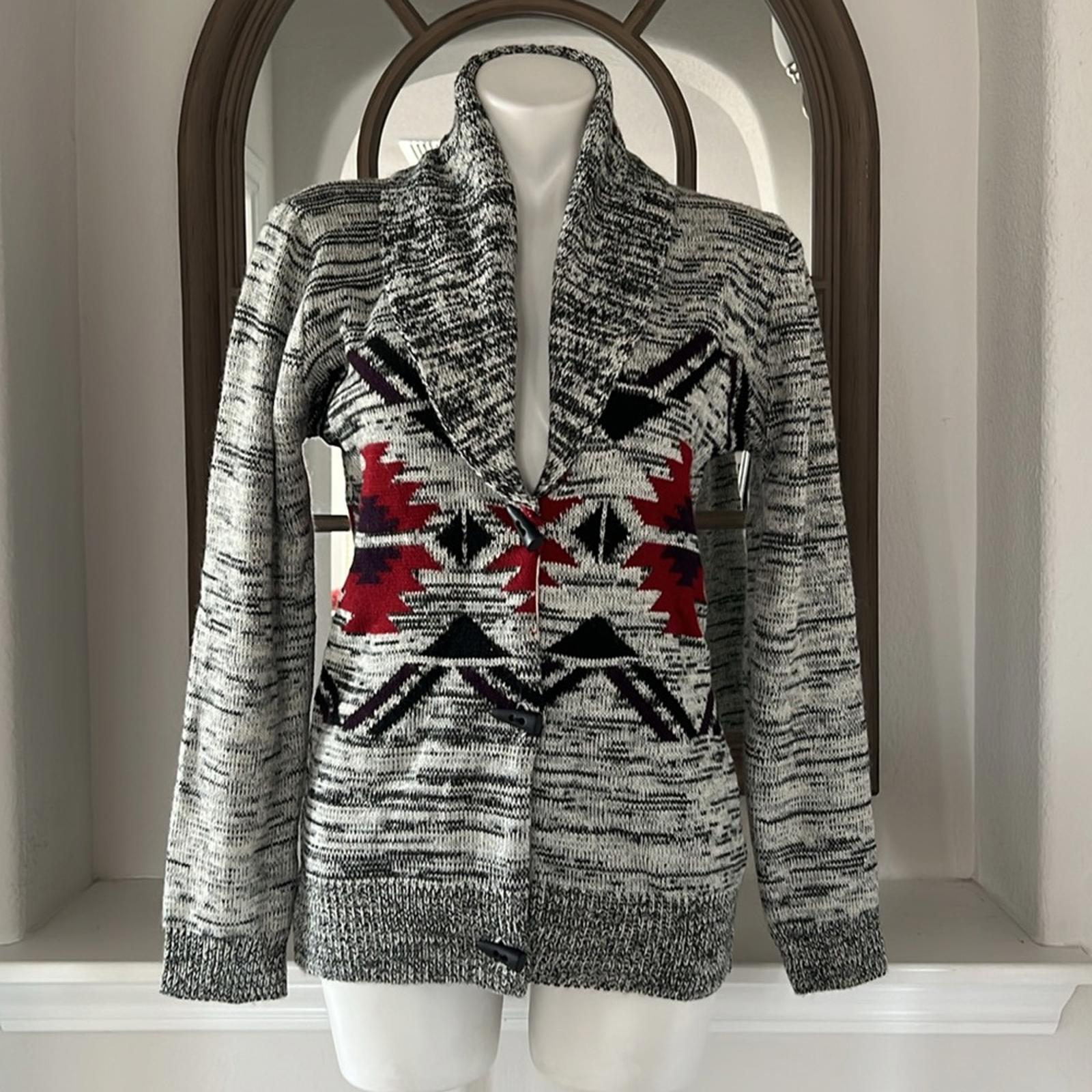 Lucca Couture Aztec Cardigan Front Button Size L EXCELLENT!