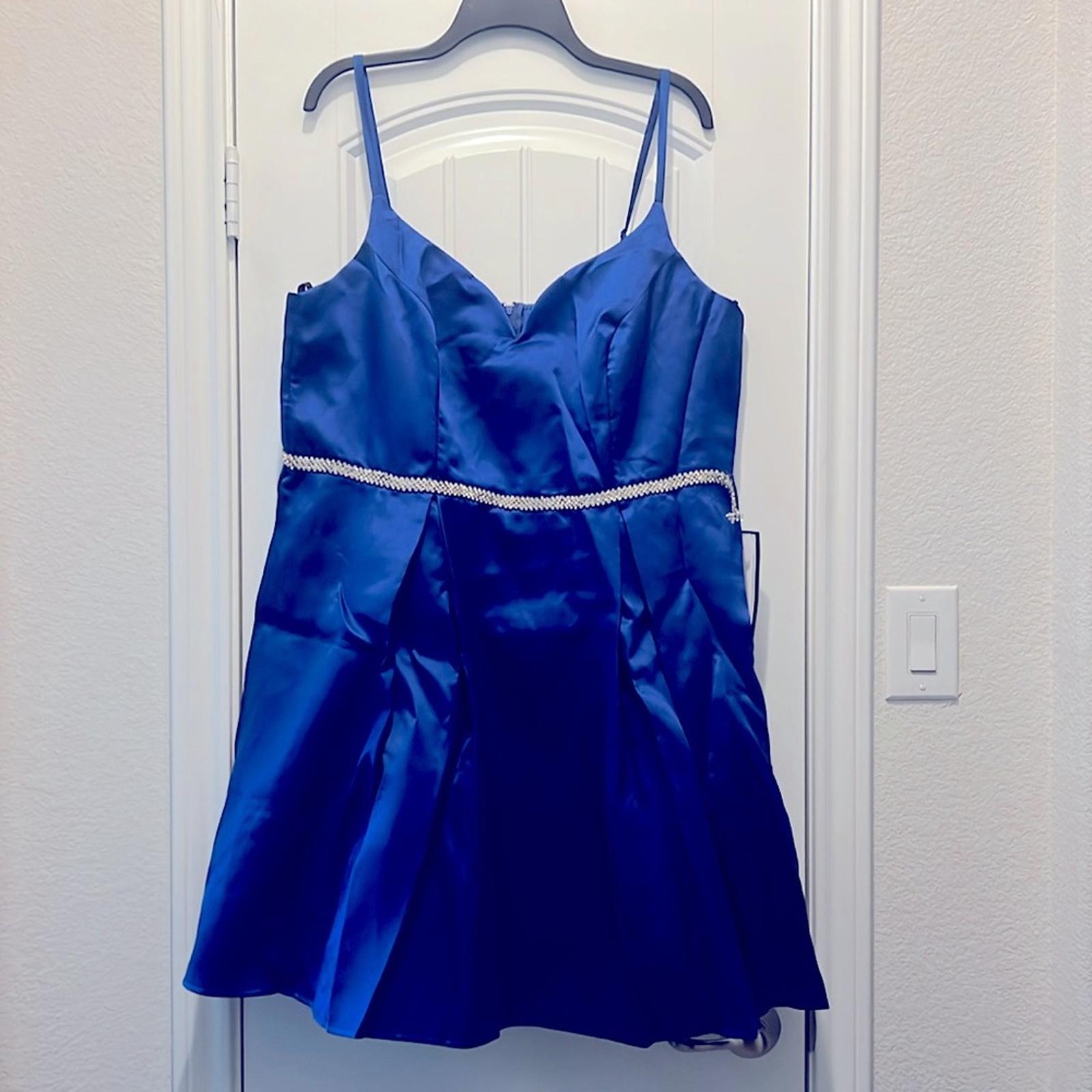 B. Darlin Taffeta Cocktail & Party Dress in Royal Blue/Crystal,NWT Plus Size 18W