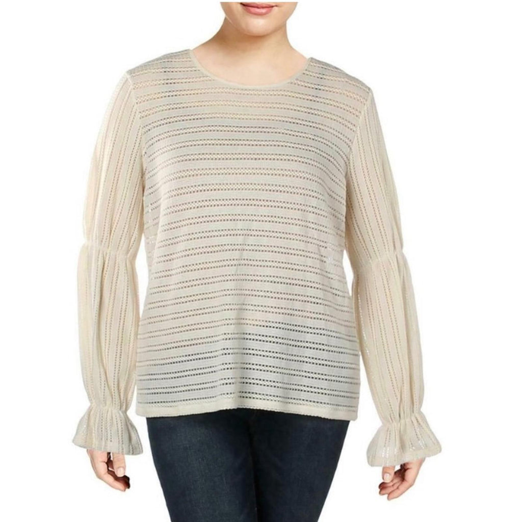 MK Long Sleeve Blouse in Bone/Cream, Size XL New w/Tag