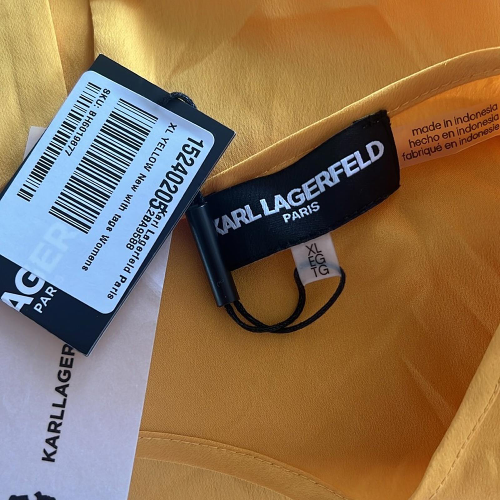 Karl Lagerfeld Satin Blouse in Gold, Size XL NEW w/Tag