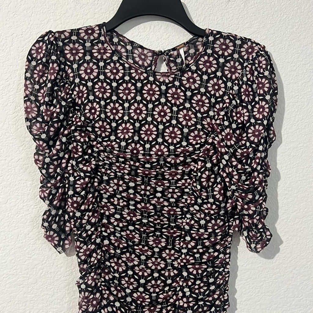 Free People Briella Midi Dress in Black Combo, NWT, Size S