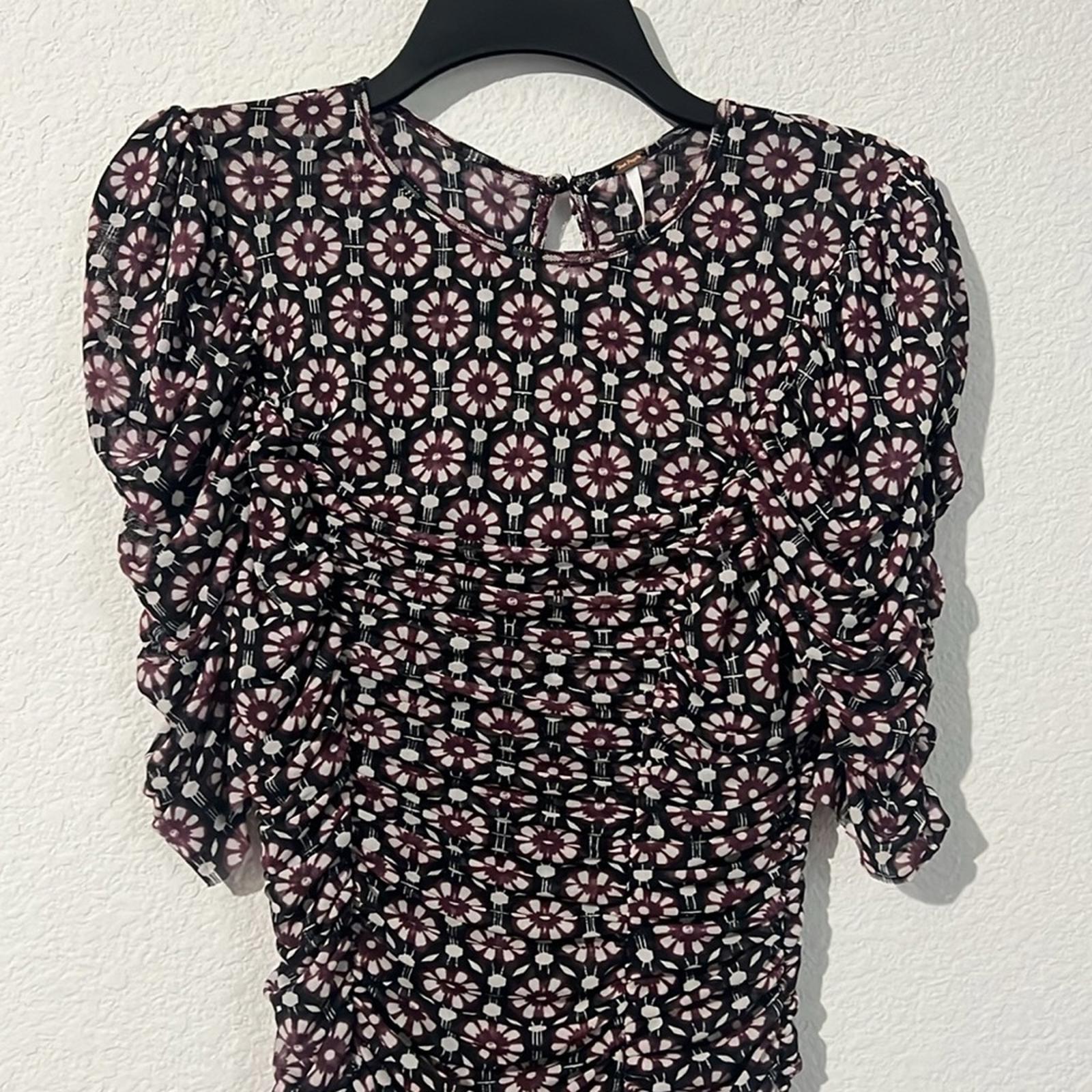 Free People Briella Midi Dress in Black Combo, NWT, Size S