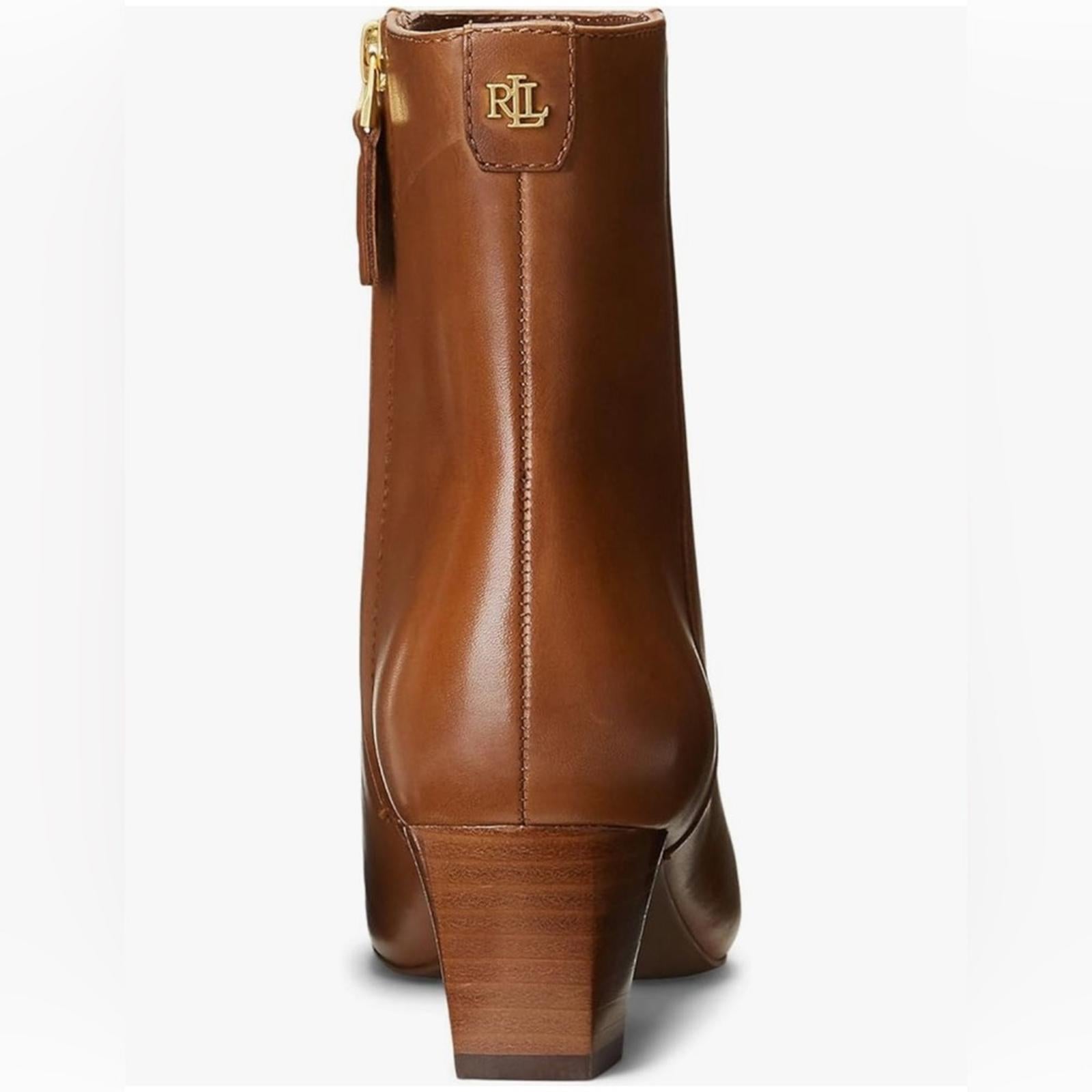 Lauren Ralph Lauren Willa Elegant Tan Leather Ankle Boots, Size 6/36.5 NEW $175