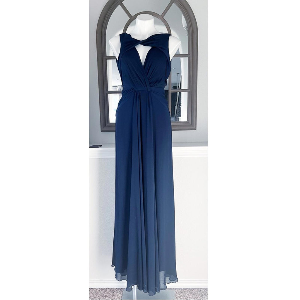 Badgley Mischka Navy Petunia Gown, Maxi Size 2 EXCELLENT Condition! Retail $795