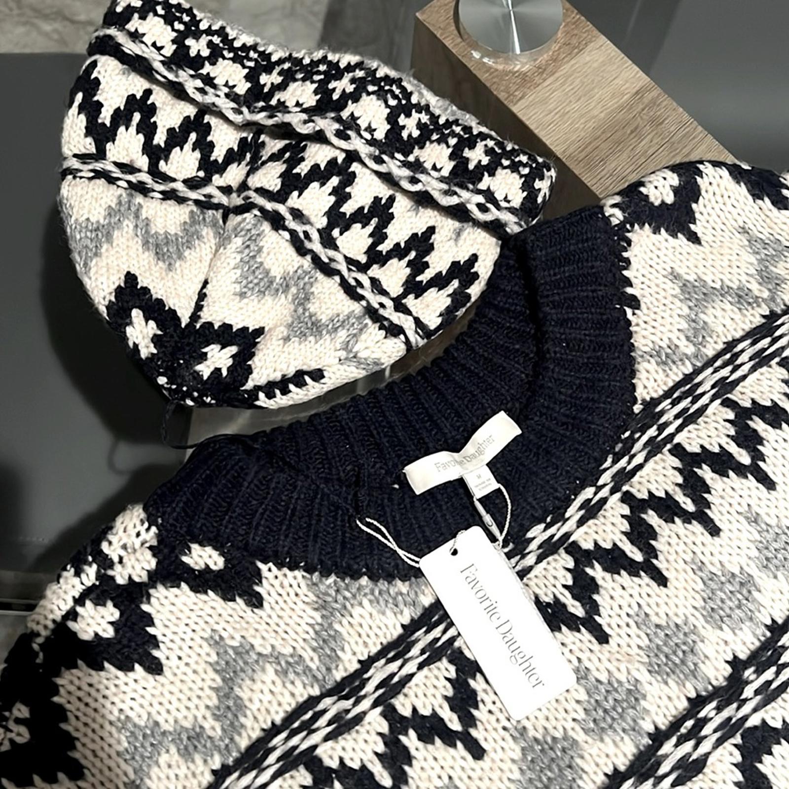 Favorite Daughter ‘Tis The Season Sweater &Hat Set, Blue/Grey Fair Isle Sz M NWT