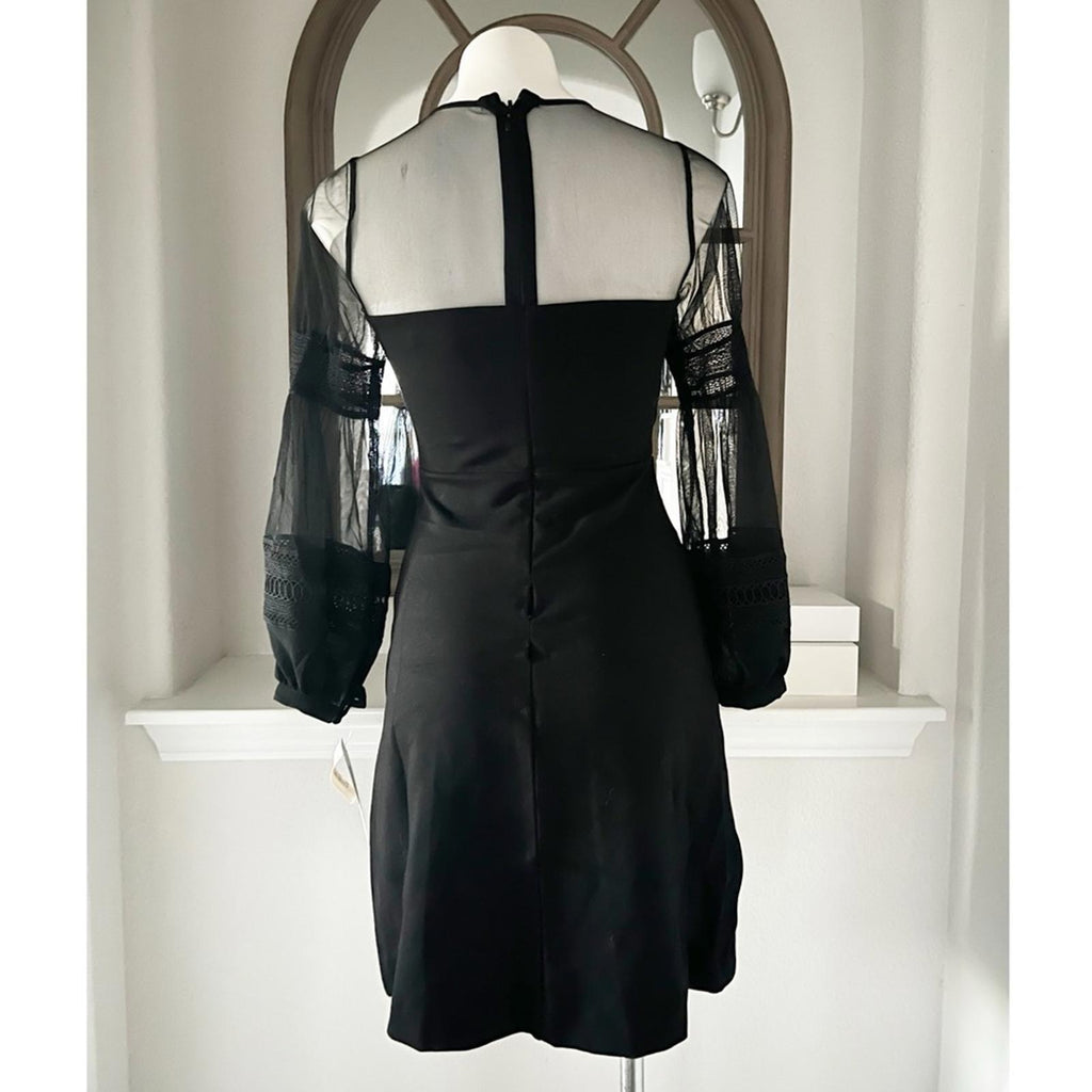 French Connection Paulette Puff-Sleeve Fit+Flare Dress, Size 4 NEW w/Tag $148