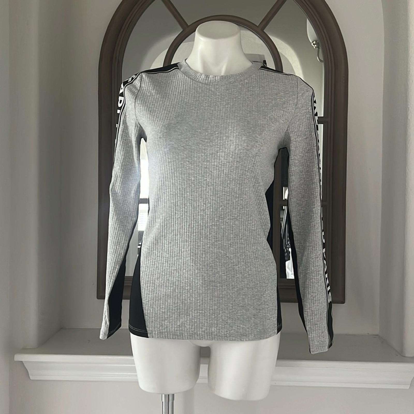Karl Lagerfeld Paris Logo Tape Long Sleeve Tee, Grey Size S New w/Tag