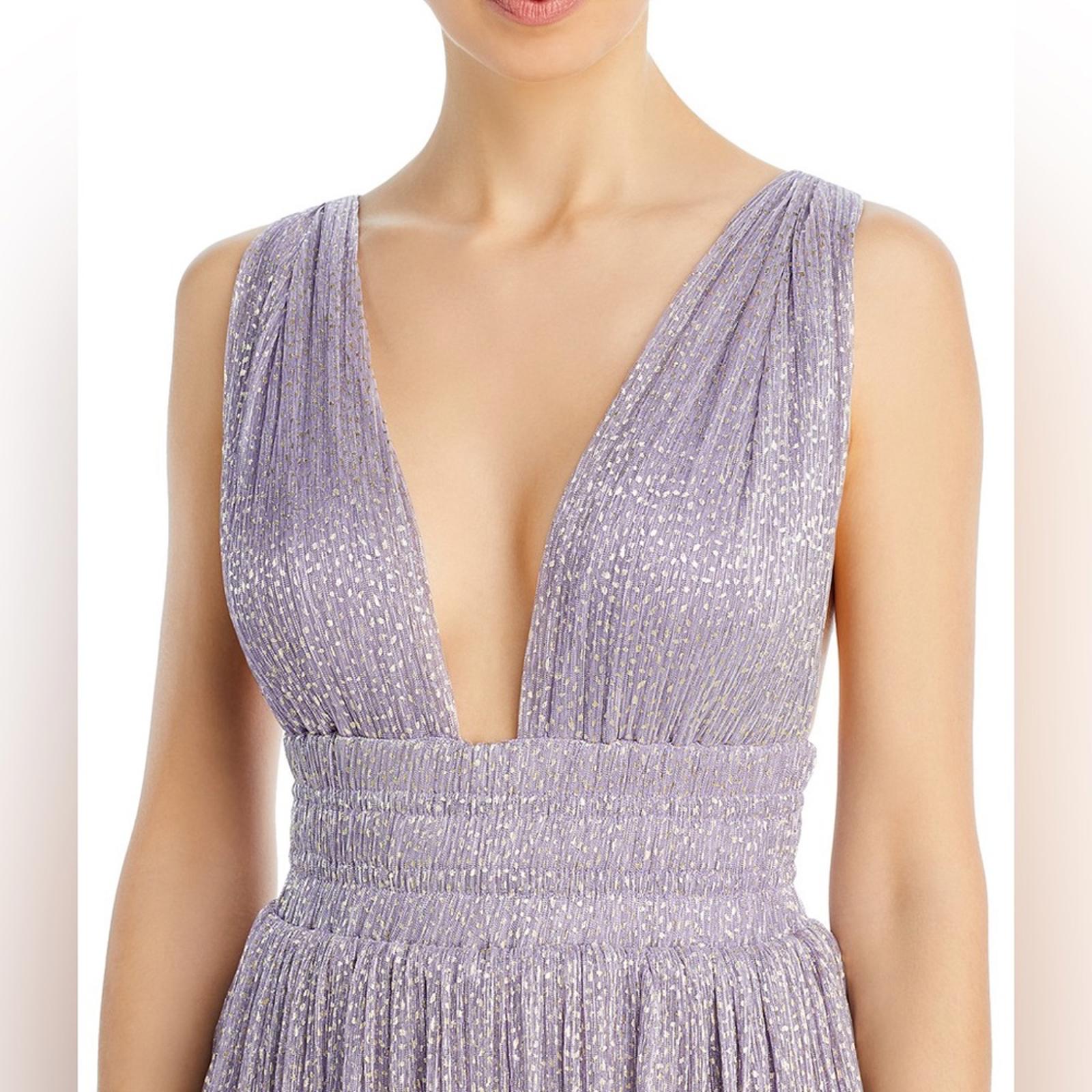 Sabina Musayev Alpha Pleated Knit Layered Maxi Dress, Lilac/Purple Size XL NEW