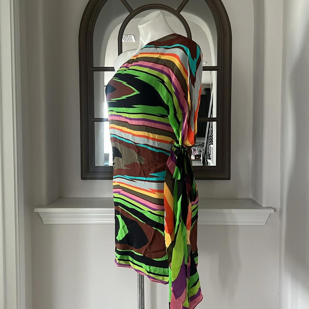 Milly of NY Silk One Shoulder Dress, Multicolor Size 4 EXCELLENT!