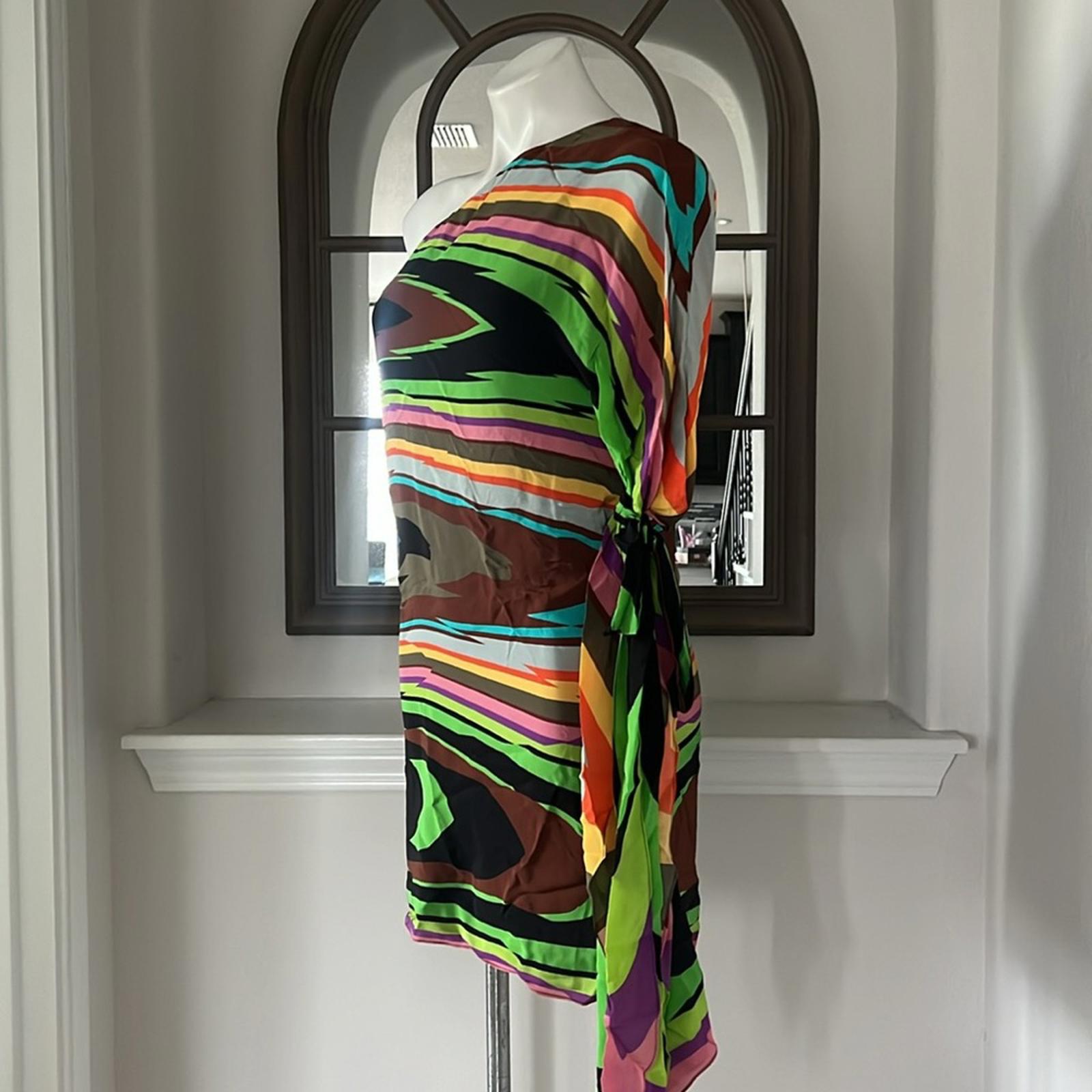 Milly of NY Silk One Shoulder Dress, Multicolor Size 4 EXCELLENT!